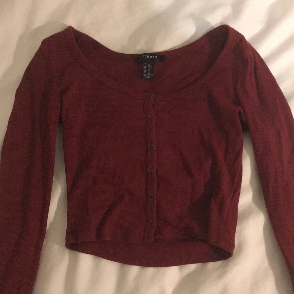 Cropped button up long sleeve shirt